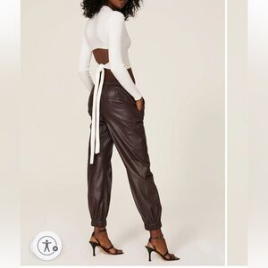 Bardot Tie Back Knit Ribbed Cropped Top Off White Cream Size US 6